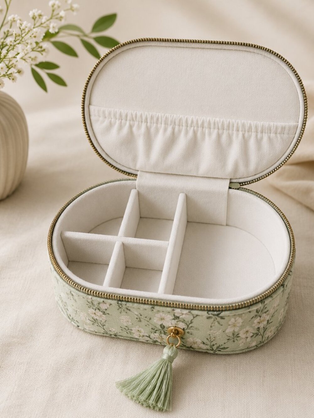 Floral Travel Jewelry Organizer Case - Picture 3 of 3